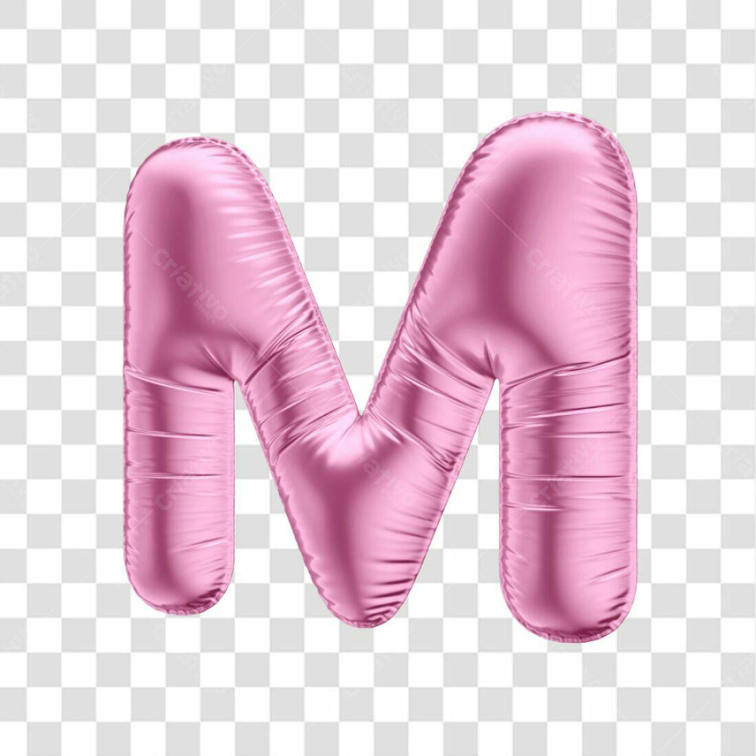 Icone Balão Letra M Rosa PNG com fundo transparente