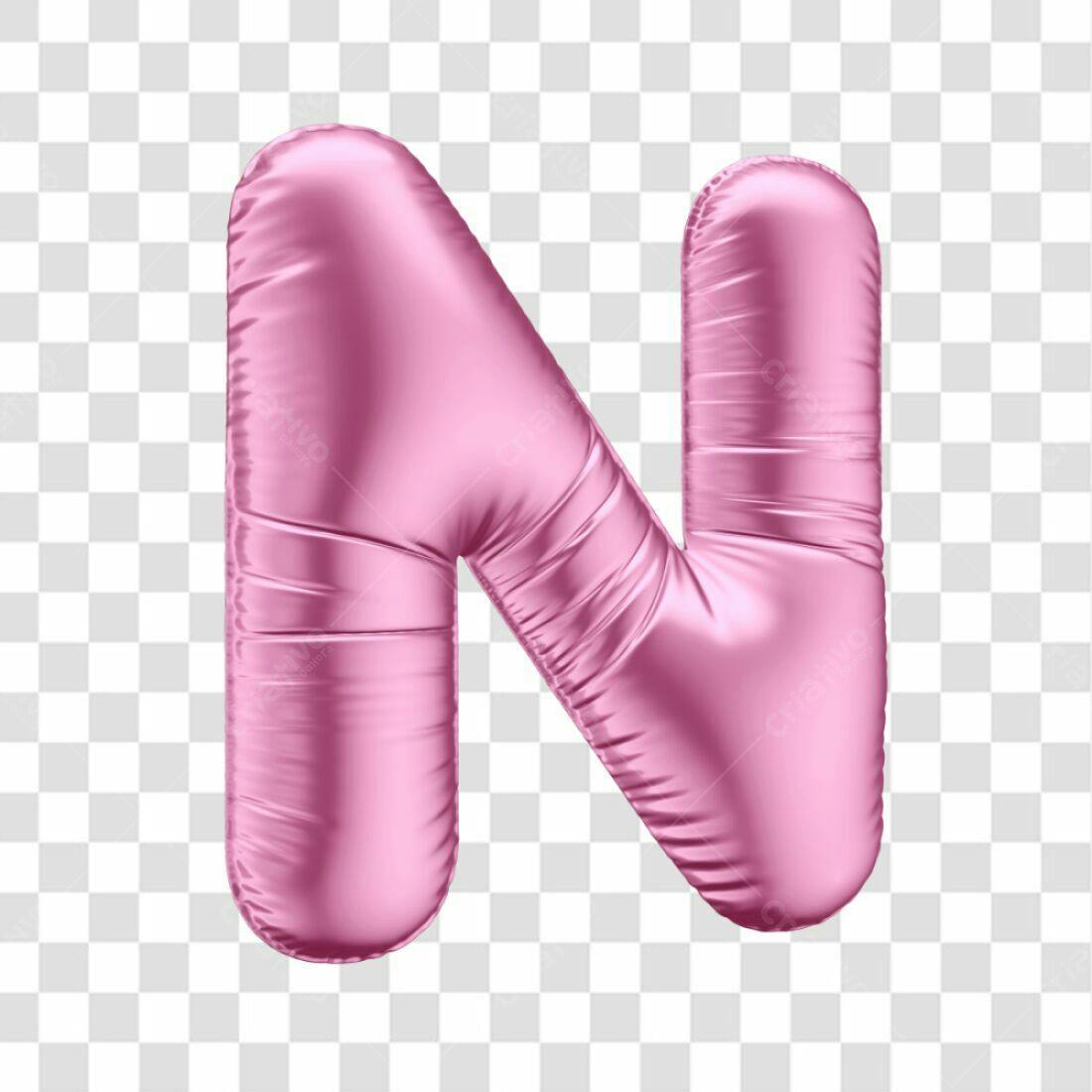 Icone Letra N Rosa Balão PNG com fundo transparente