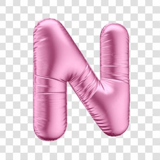Alfabeto letra n em 3d formato de balão rosa dia da mulher dia das mães menina aniversário fundo transparente
