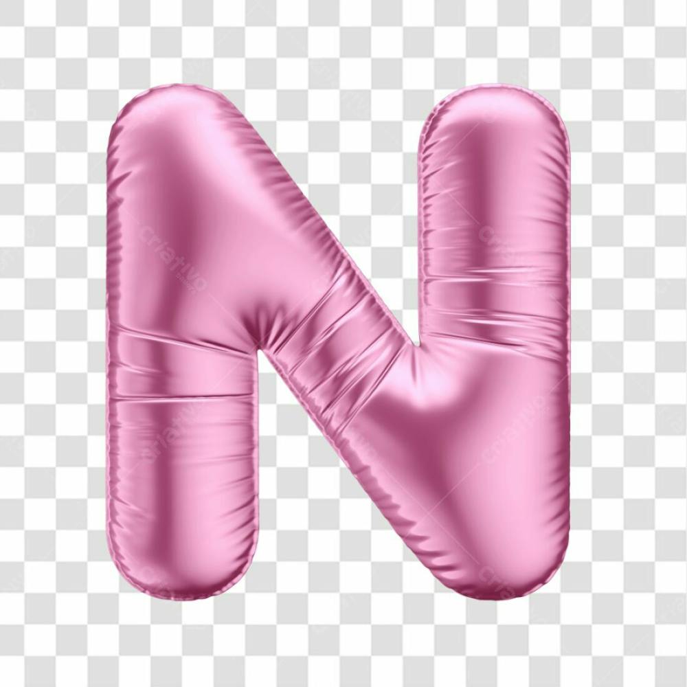 Alfabeto Letra N Em 3D Formato De Balão Rosa Dia Da Mulher Dia Das Mães Menina Aniversário Fundo Transparente (2)