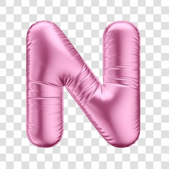 Alfabeto letra n em 3d formato de balão rosa dia da mulher dia das mães menina aniversário fundo transparente