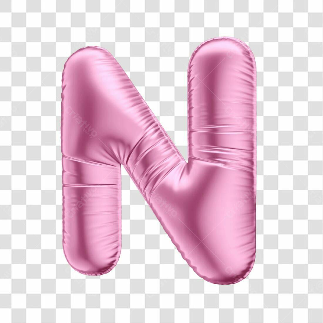 Icone Letra N Rosa Balão PNG com fundo transparente