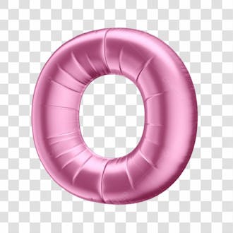 Alfabeto letra o em 3d formato de balão rosa dia da mulher dia das mães menina aniversário fundo transparente