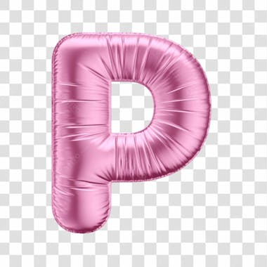 Alfabeto letra p em 3d formato de balão rosa dia da mulher dia das mães menina aniversário fundo transparente