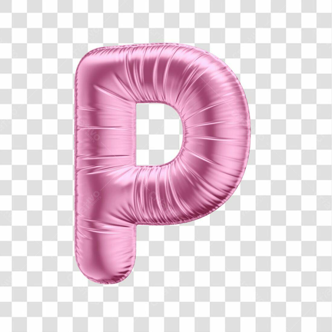 Icone Letra P Rosa Balão PNG com fundo transparente