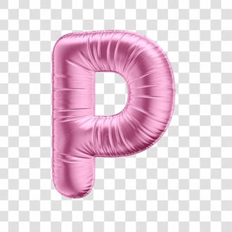 Alfabeto letra p em 3d formato de balão rosa dia da mulher dia das mães menina aniversário fundo transparente
