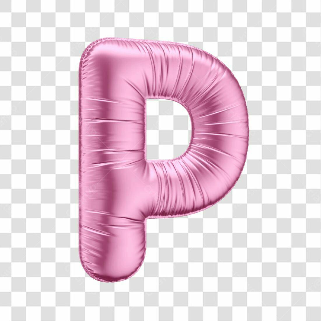 Icone Letra P Rosa Balão PNG com fundo transparente