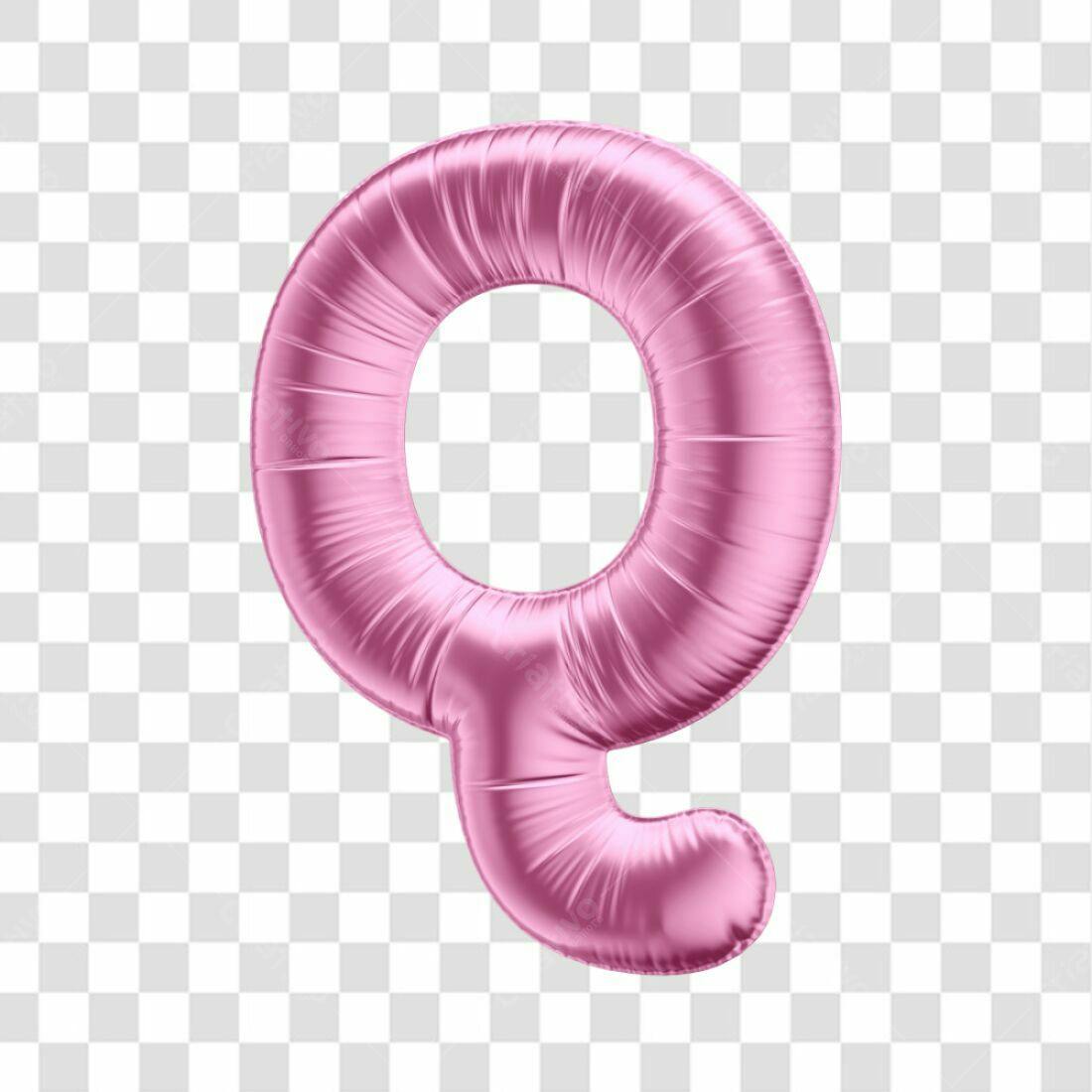 Icone Letra Q Rosa Balão PNG com fundo transparente