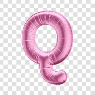 Alfabeto letra q em 3d formato de balão rosa dia da mulher dia das mães menina aniversário fundo transparente