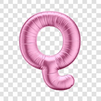 Alfabeto letra q em 3d formato de balão rosa dia da mulher dia das mães menina aniversário fundo transparente