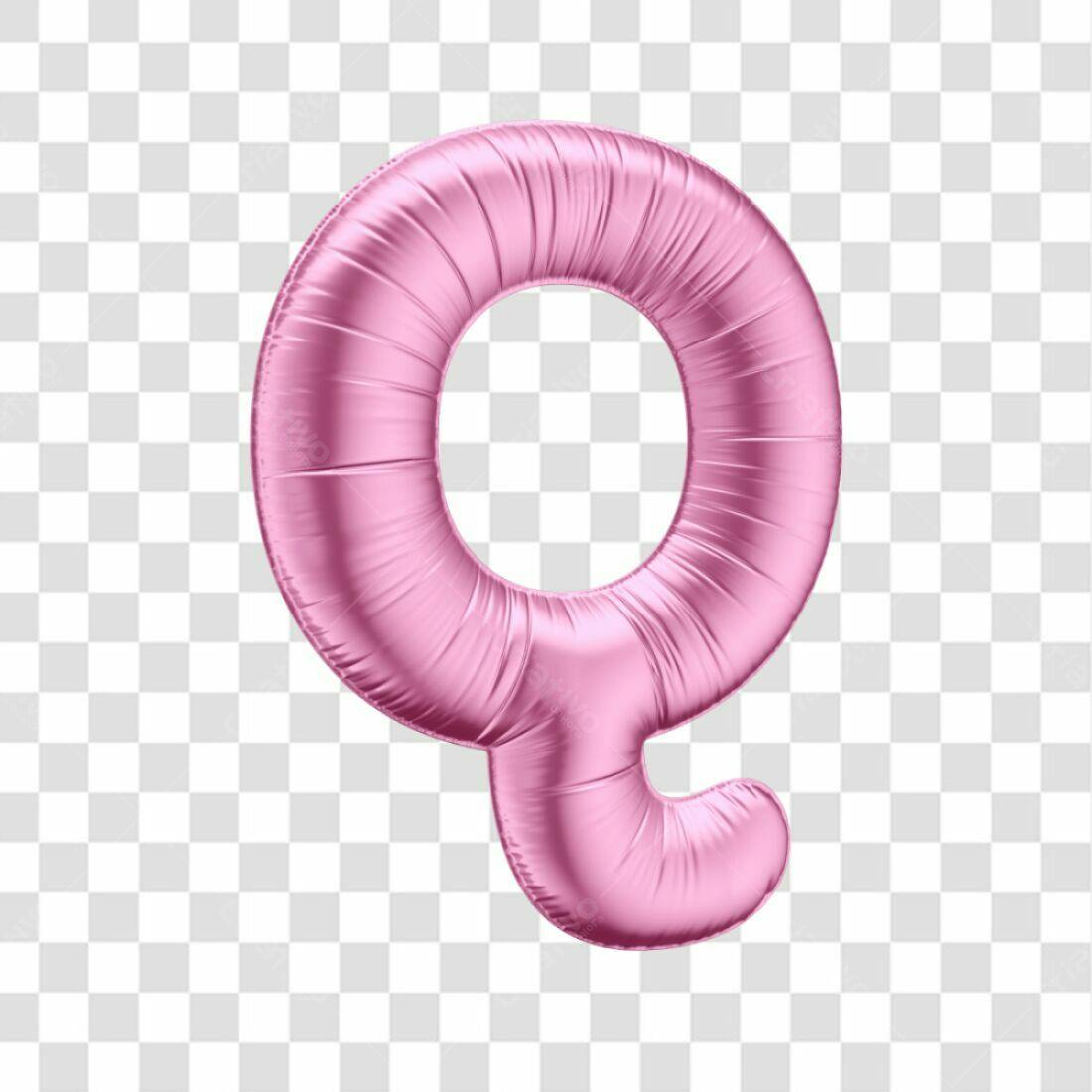 Icone Letra Q Rosa Balão PNG com fundo transparente