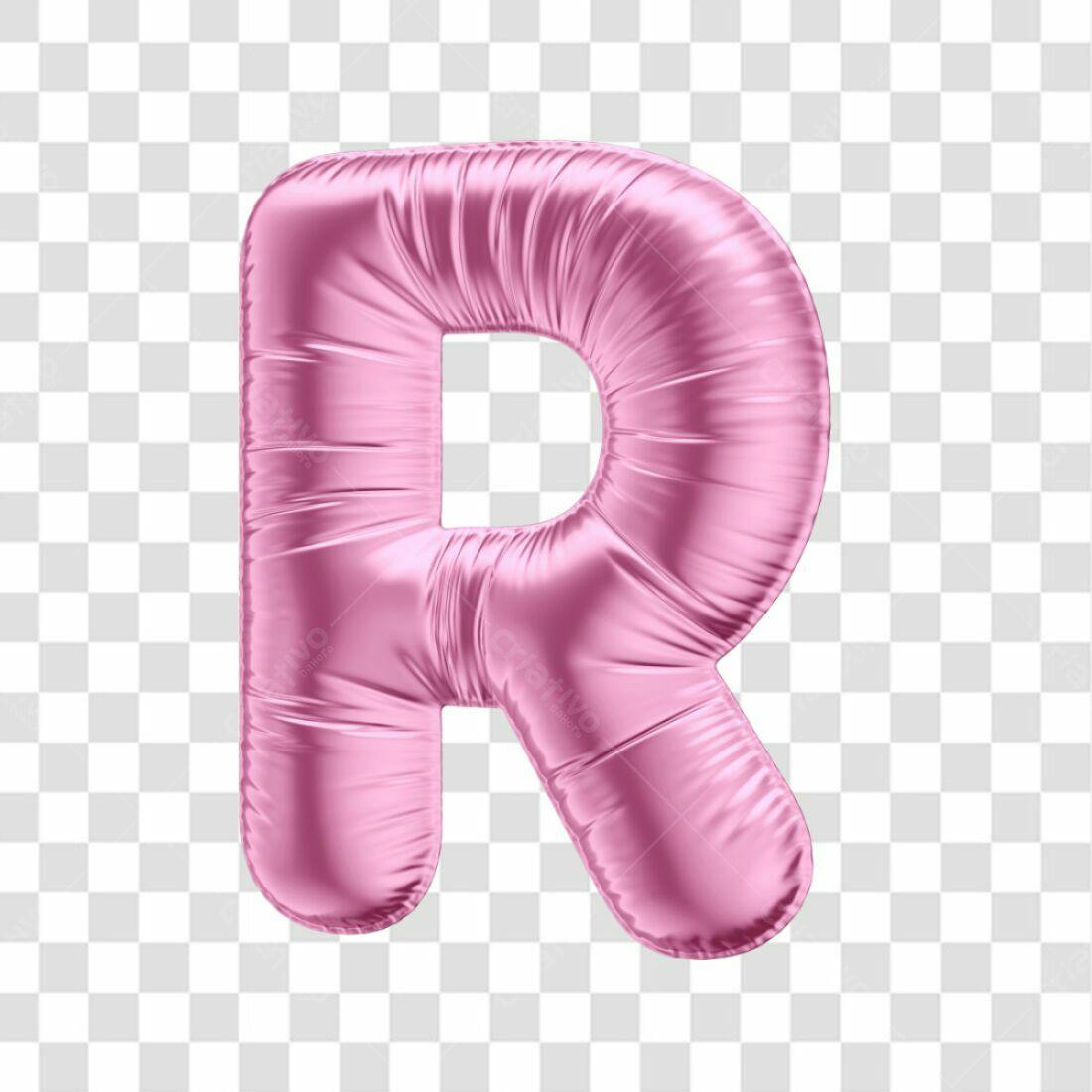 Icone Letra R Rosa Balão PNG com fundo transparente