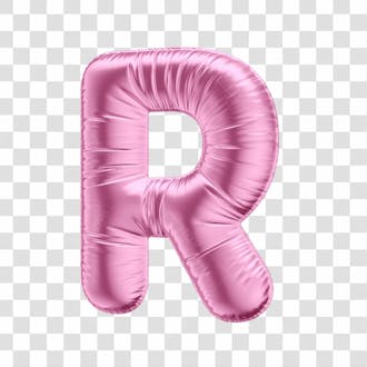 Alfabeto letra r em 3d formato de balão rosa dia da mulher dia das mães menina aniversário fundo transparente