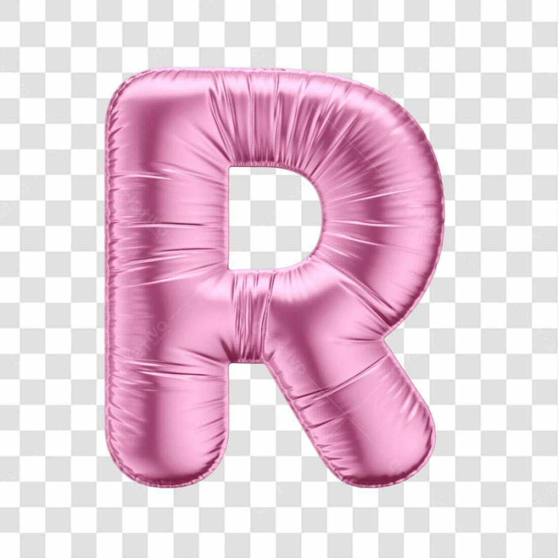 Icone Letra R Rosa Balão PNG com fundo transparente