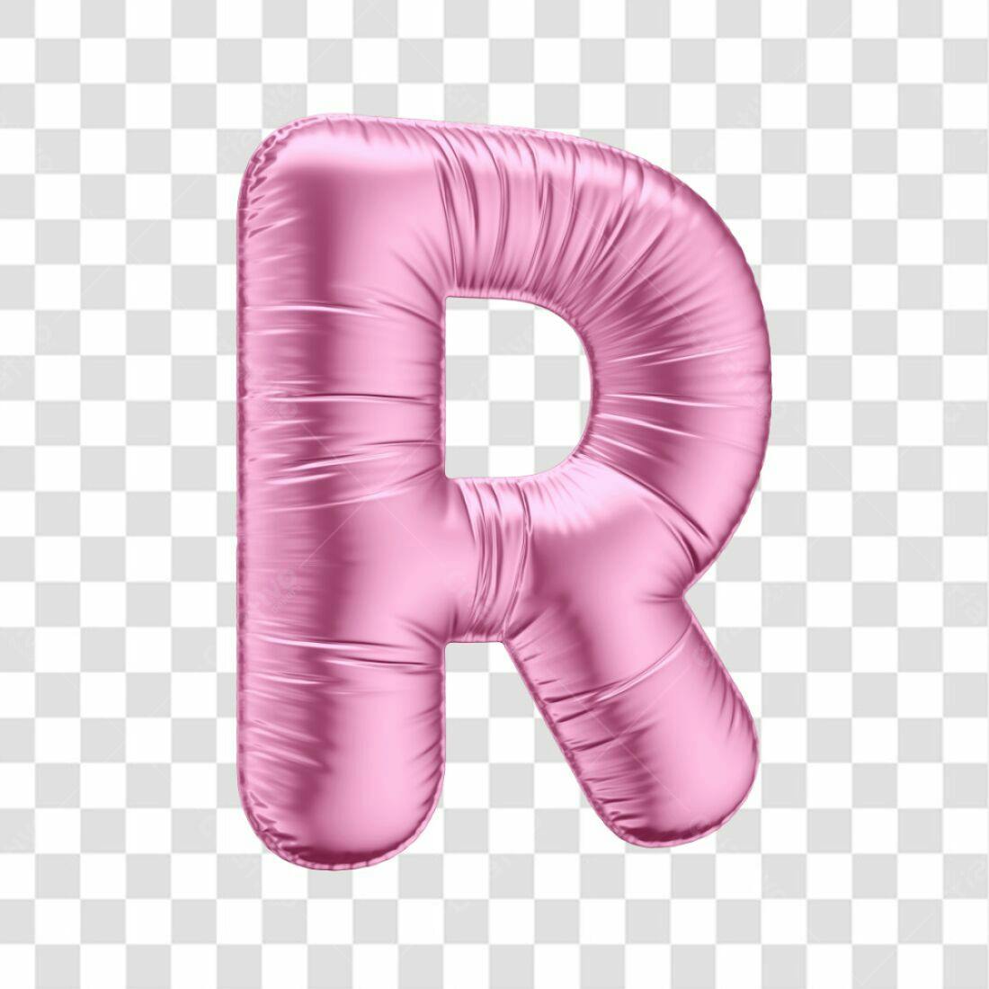 Icone Letra R Rosa Balão PNG com fundo transparente
