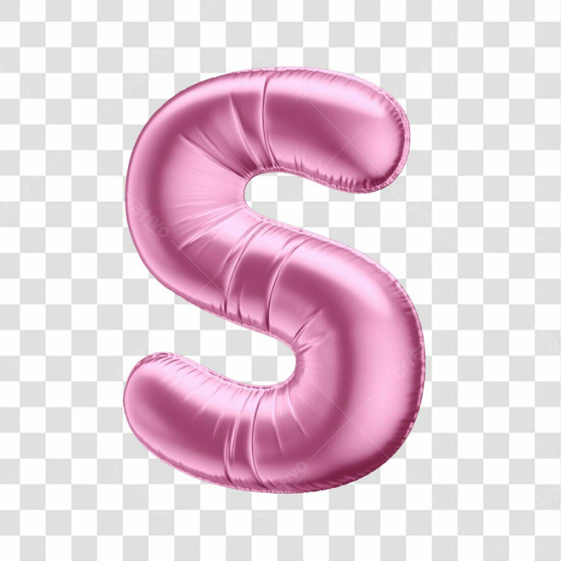 Icone Letra S Rosa Balão PNG com fundo transparente