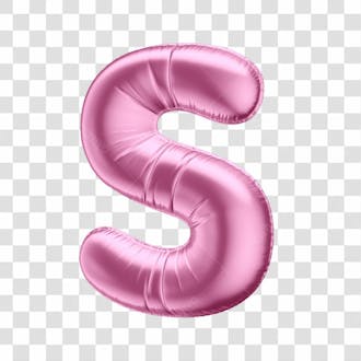 Alfabeto letra s em 3d formato de balão rosa dia da mulher dia das mães menina aniversário fundo transparente