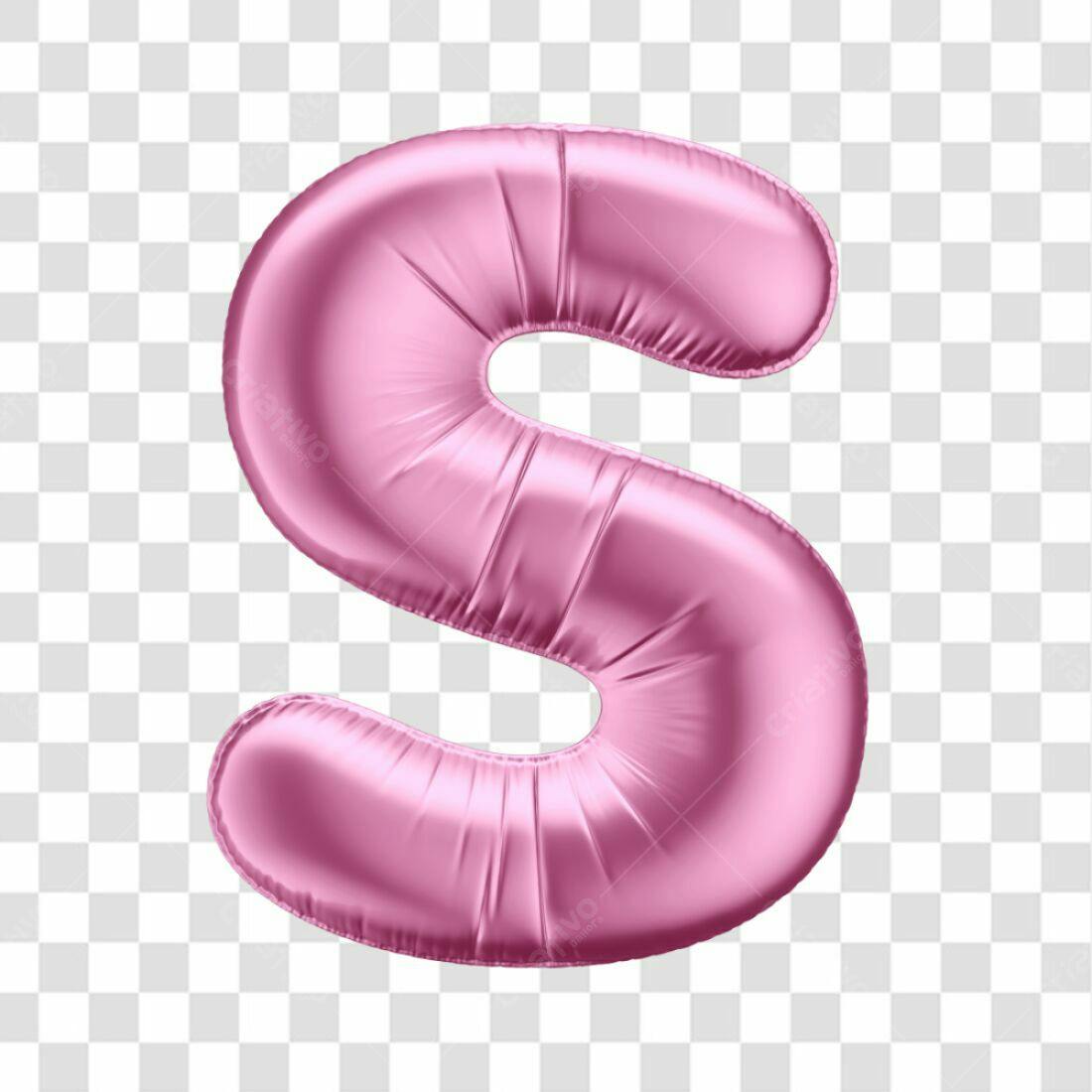 Icone Letra S Rosa Balão PNG com fundo transparente