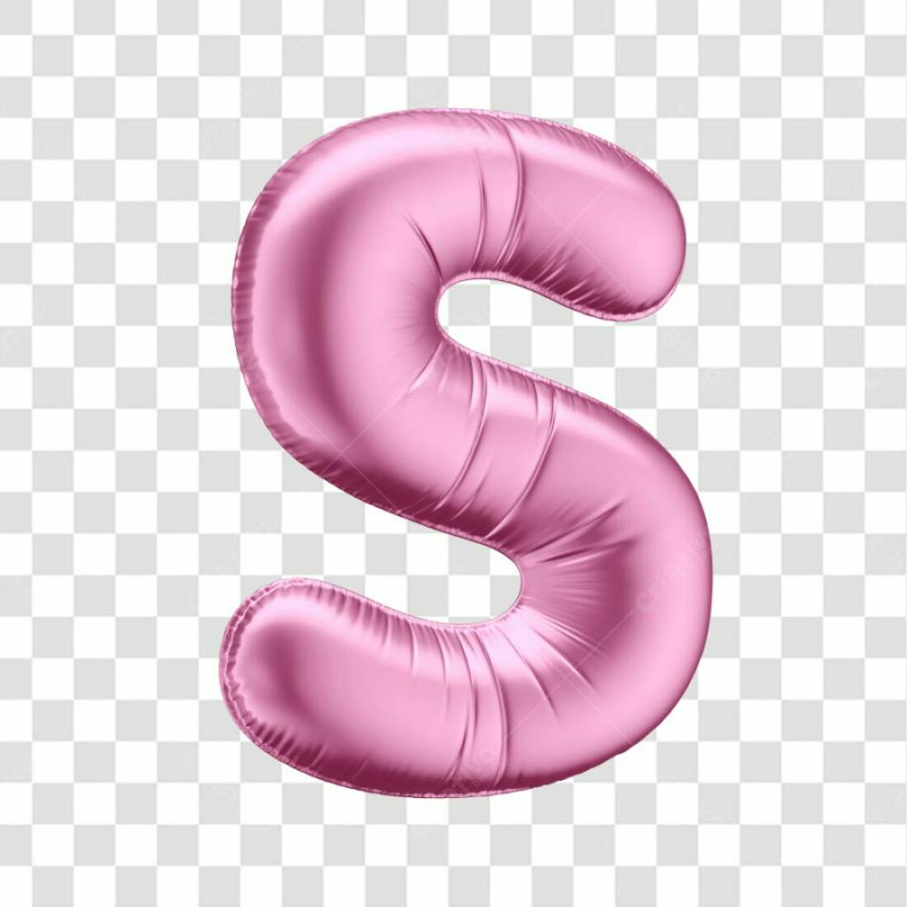 Alfabeto Letra S Em 3D Formato De Balão Rosa Dia Da Mulher Dia Das Mães Menina Aniversário Fundo Transparente (1)