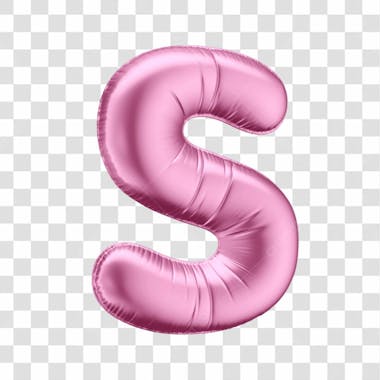 Alfabeto letra s em 3d formato de balão rosa dia da mulher dia das mães menina aniversário fundo transparente