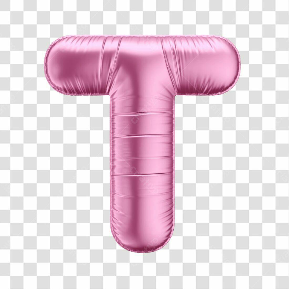 Icone Letra T Rosa Balão PNG com fundo transparente