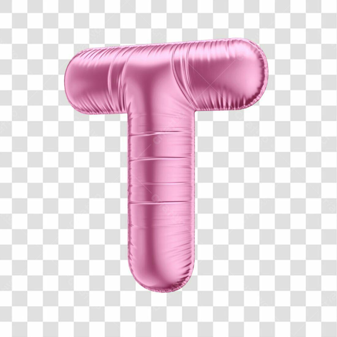 Icone Letra T Rosa Balão PNG com fundo transparente