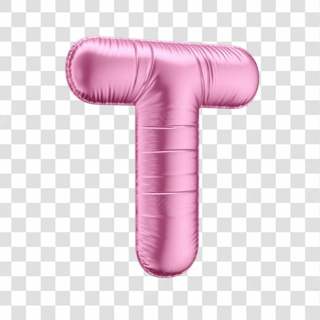 Icone Letra T Rosa Balão PNG com fundo transparente
