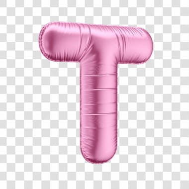 Alfabeto letra t em 3d formato de balão rosa dia da mulher dia das mães menina aniversário fundo transparente