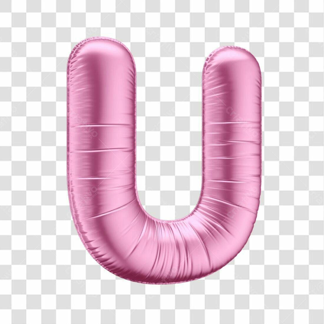 Icone Letra U Rosa Balão PNG com fundo transparente