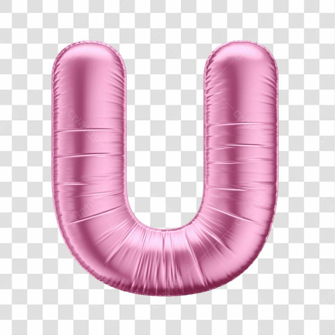 Icone letra U Rosa Balão PNG com fundo transparente