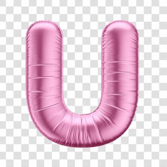 Alfabeto letra u em 3d formato de balão rosa dia da mulher dia das mães menina aniversário fundo transparente