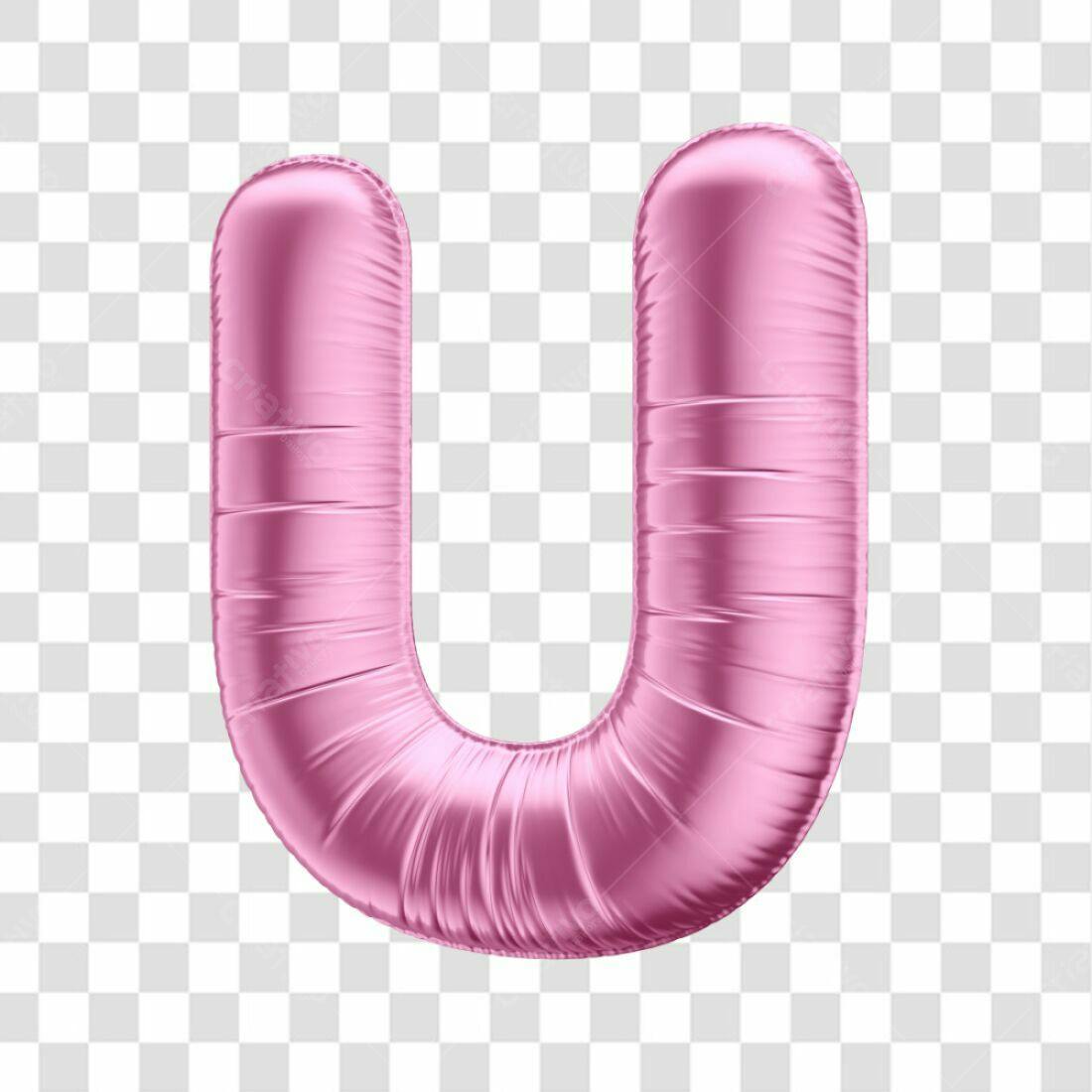 Icone Letra U Rosa Balão PNG com fundo transparente