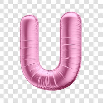 Alfabeto letra u em 3d formato de balão rosa dia da mulher dia das mães menina aniversário fundo transparente
