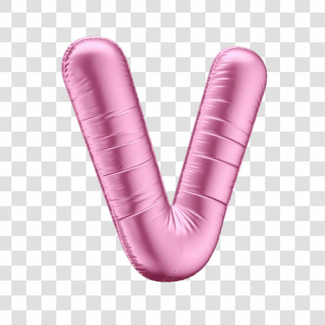 Icone Letra V Rosa Balão PNG com fundo transparente