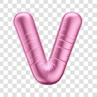 Alfabeto letra v em 3d formato de balão rosa dia da mulher dia das mães menina aniversário fundo transparente