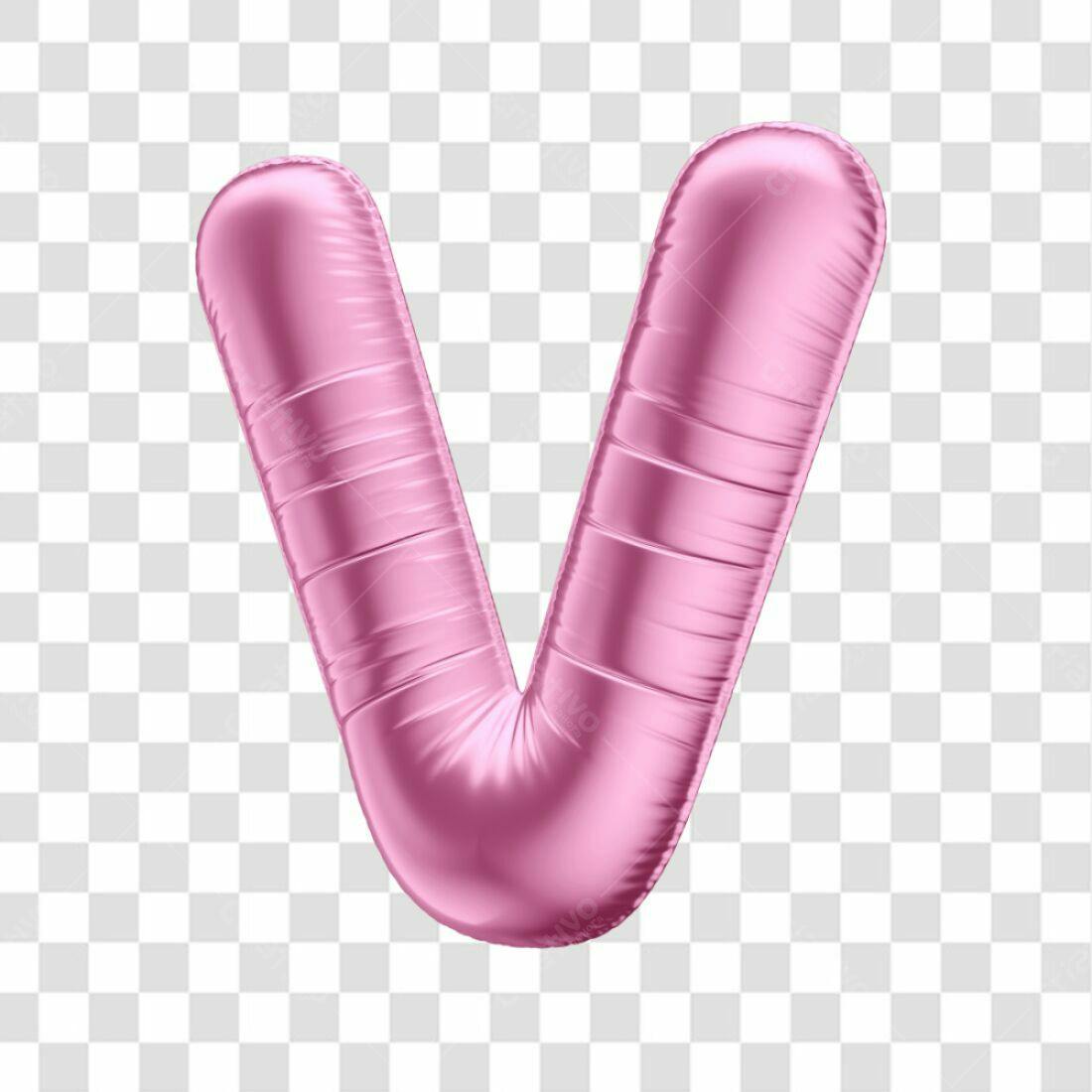 Icone Balão Letra V Rosa PNG com fundo transparente