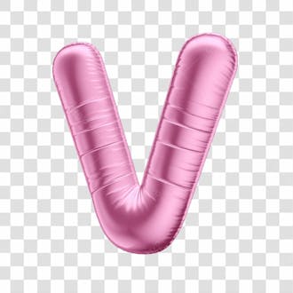 Alfabeto letra v em 3d formato de balão rosa dia da mulher dia das mães menina aniversário fundo transparente