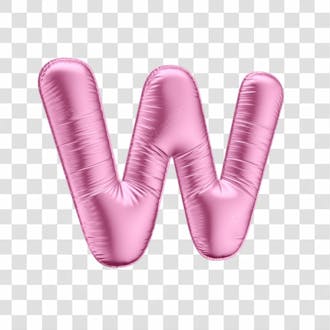 Alfabeto letra w em 3d formato de balão rosa dia da mulher dia das mães menina aniversário fundo transparente