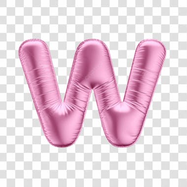 Alfabeto letra w em 3d formato de balão rosa dia da mulher dia das mães menina aniversário fundo transparente