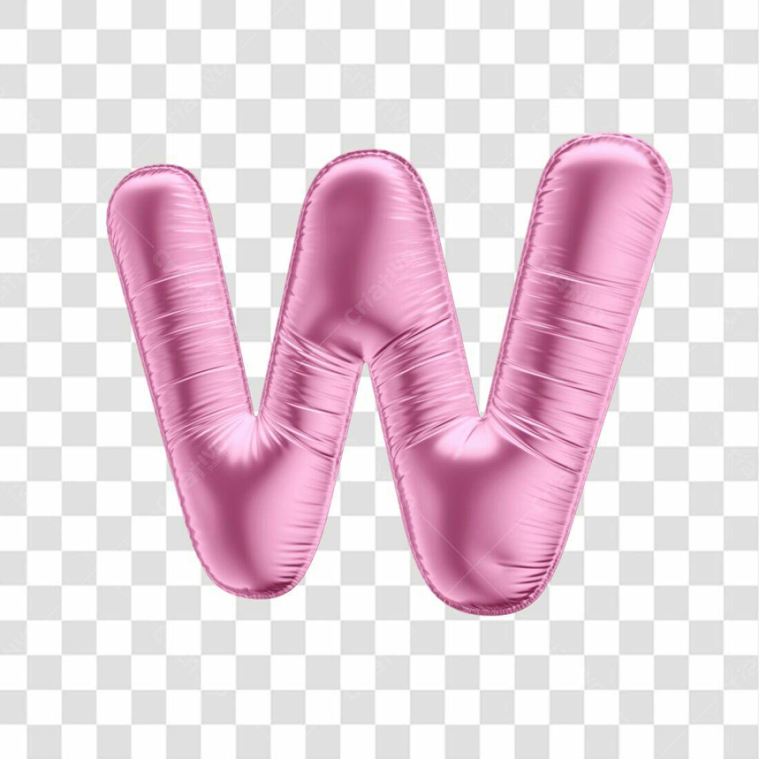 Icone Letra W Rosa Balão PNG com fundo transparente