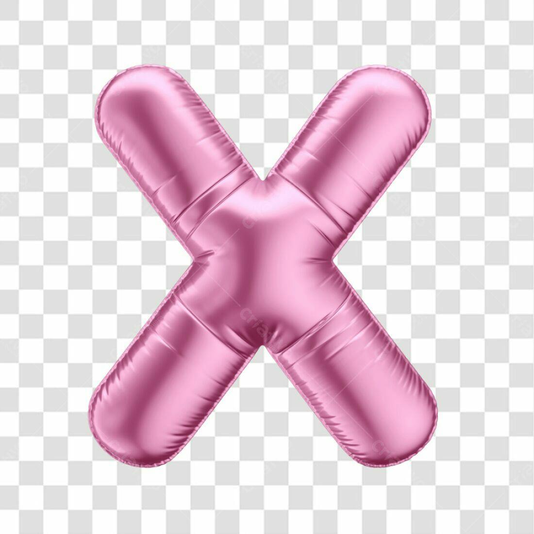 Icone Letra X Rosa Balão PNG com fundo transparente