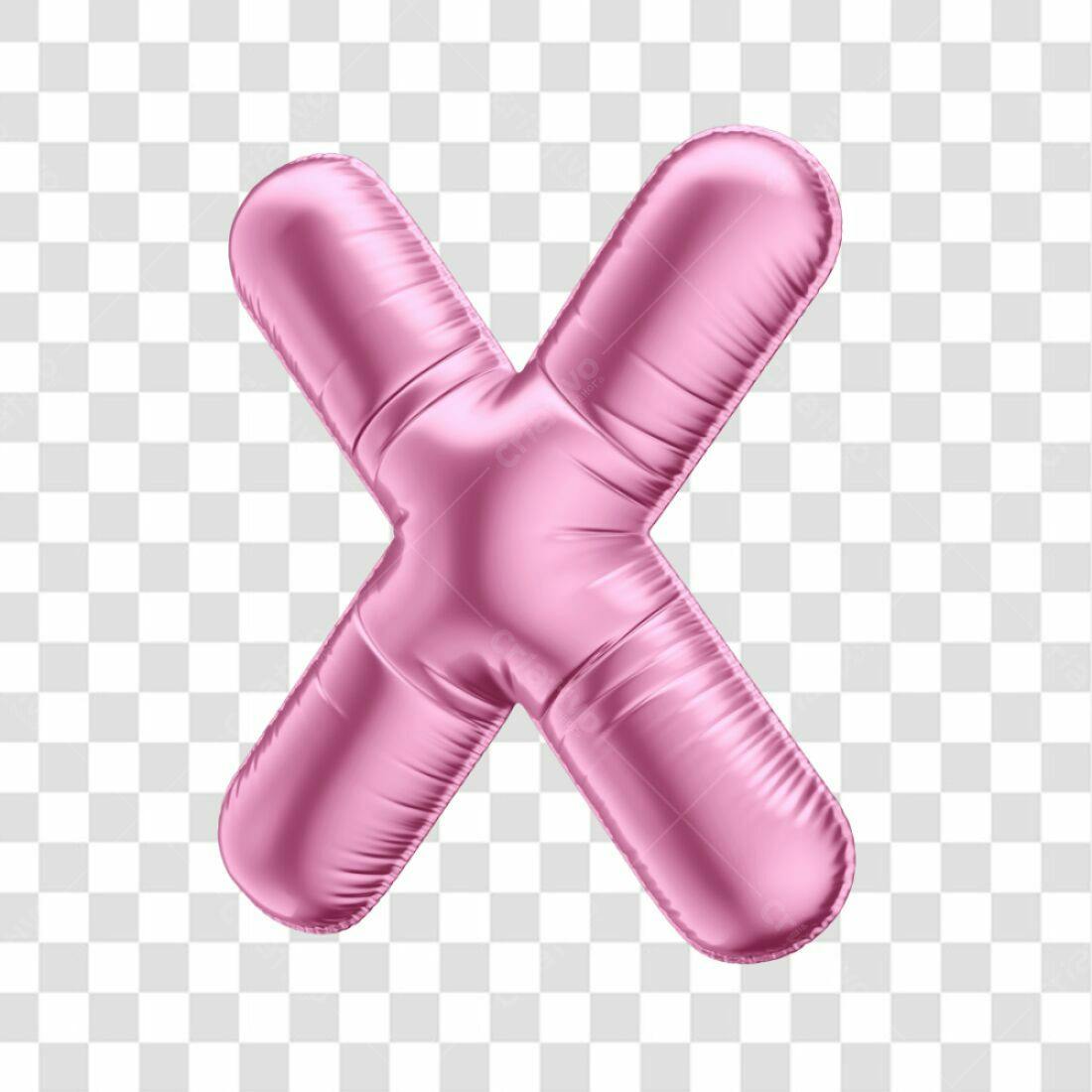 Icone Letra X Rosa Balão PNG com fundo transparente
