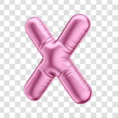 Alfabeto letra x em 3d formato de balão rosa dia da mulher dia das mães menina aniversário fundo transparente