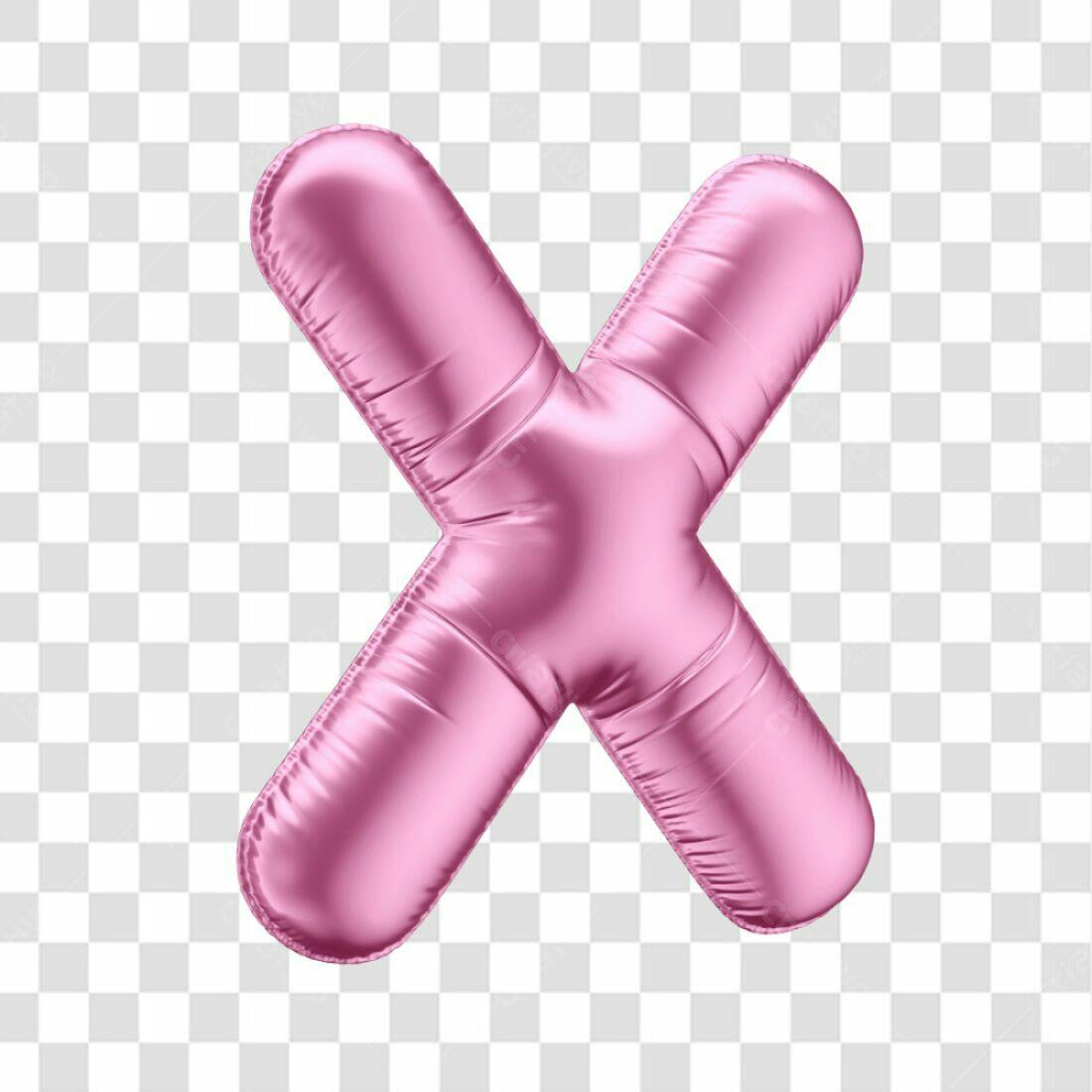 Icone Letra X Rosa Balão PNG com fundo transparente