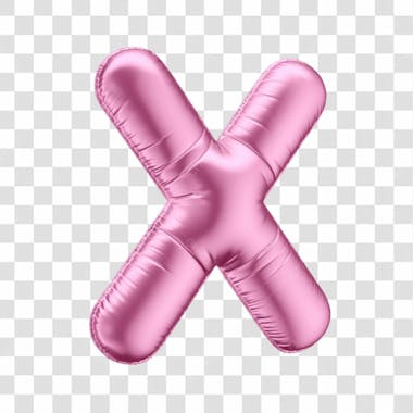 Alfabeto letra x em 3d formato de balão rosa dia da mulher dia das mães menina aniversário fundo transparente