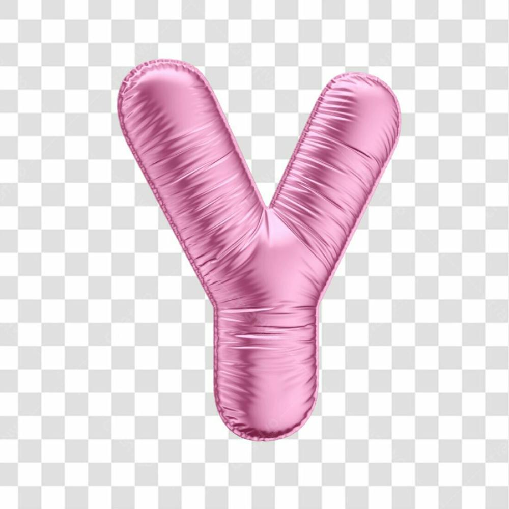 Alfabeto Letra Y Em 3D Formato De Balão Rosa Dia Da Mulher Dia Das Mães Menina Aniversário Fundo Transparente (1)
