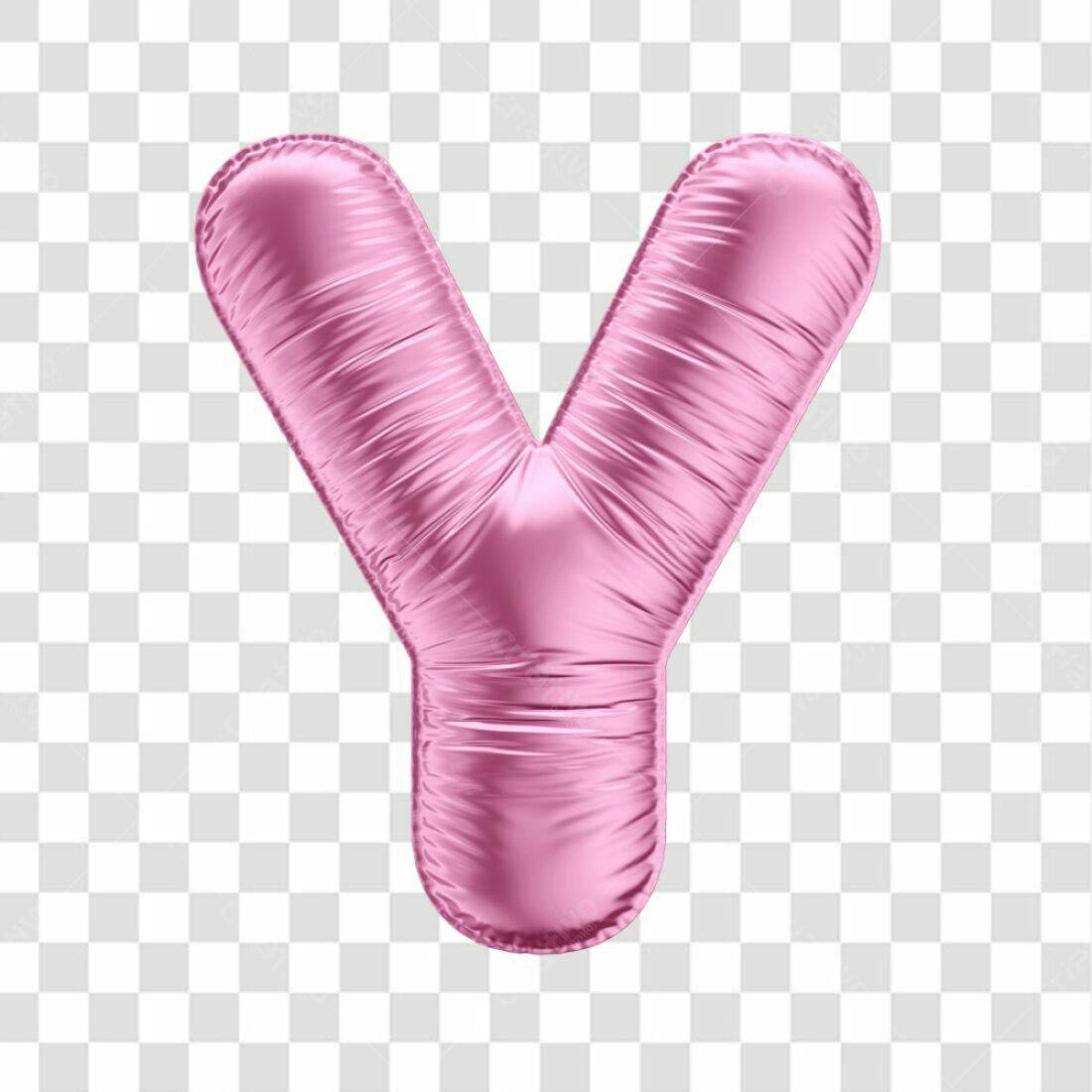Icone Letra Y Rosa Balão PNG com fundo transparente