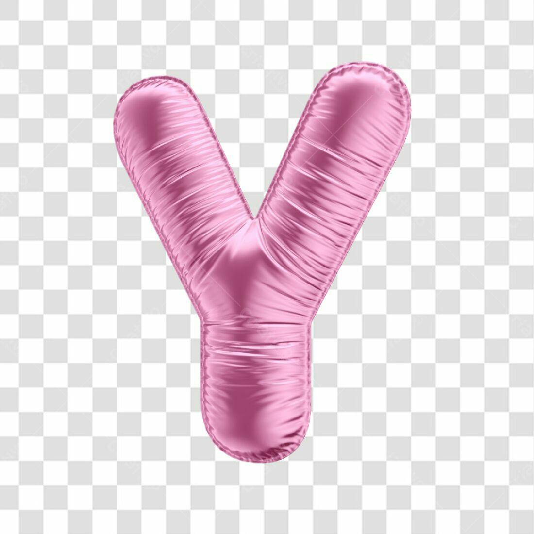 Icone Letra Y Rosa Balão PNG com fundo transparente