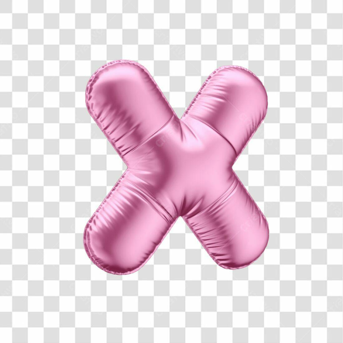 Icone Rosa Letra X Balão PNG com fundo transparente