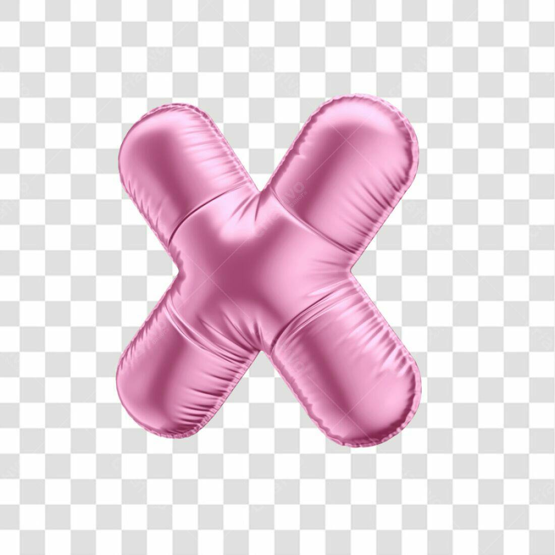 Icone Letra X Balão Rosa PNG com fundo transparente